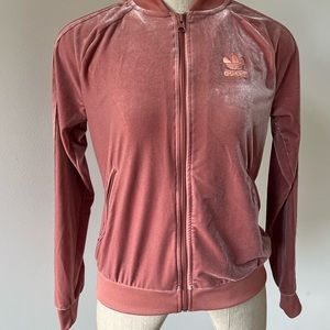 Adidas Originals Adicolor Velour Tracksuit Womens small Pink zippered pockets